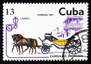 CUBA Sc# 2423  HORSES & CARRIAGE horsedrawn 13c  1981  used / cancelled