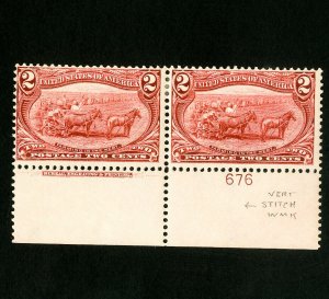 US Stamps # 286 F-VF Pair w/ imprint and plate #