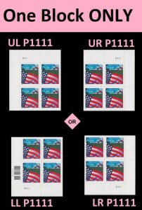 US 3449 Old Glory over Farm First Class 34c plate block 4 P1111 MNH 2001