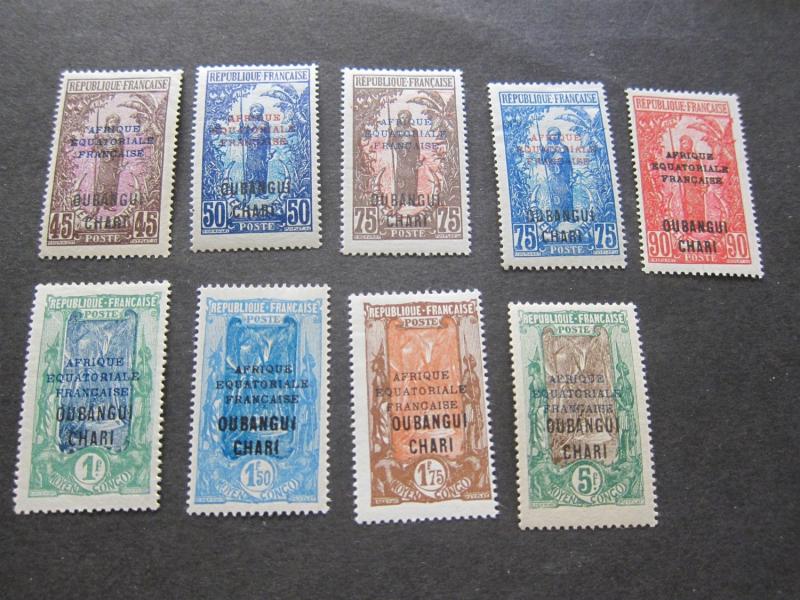 French Ubangi-Shari 1924 Sc 41-73 (select) MH