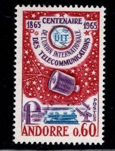 (French) Andorra Scott 167 MH* ITU  Syncom Satellite Stamp