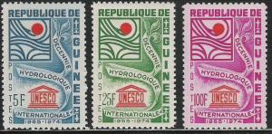 Guinea- Scott 433-435 Hydrological Decade/ Unesco- complete set of 3 MNH stamps