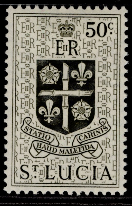 ST. LUCIA QEII SG182, 50c deep olive-green, M MINT. 