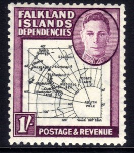 Falkland Islands Depd 1946 - 49 KGV1 1/-d Purple & Black Map MM SG G8 ( G83 )