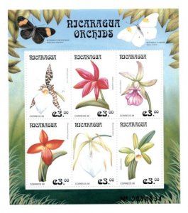 Nicaragua 1999 - Flowers - Sheet of 6 stamps - Scott #2305 - MNH