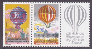 France 1864a MNH 1983 Manned Flight Bicentenary - Hot Air Balloons Pair w/Label