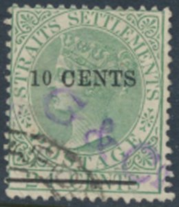 Straits Settlements    SC# 75a  narrow 0 Used w/ surcharge  see details & scans