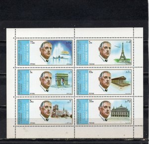 SHARJAH 1972 GENERAL CHARLES DE GUALLE SHEET OF 6 STAMPS MNH