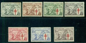 BELGIUM #B156-62, Complete set, og, LH, minor perf toning, 5fr w/PSE certificate