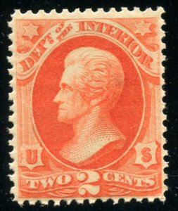 US. #O16  MINT NH  2¢ INTERIOR DEPT. OFFICIAL ⭐⭐⭐⭐⭐⭐
