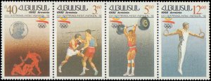 Armenia #432, Complete Set, Strip of 4, 1992, Olympics, Never Hinged