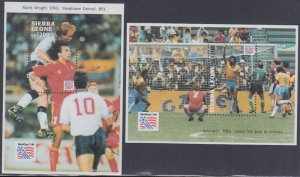 SIERRA LEONE Sc #1712-3 CPL MNH SET of 2 S/S - 1994 US FIFA WORLD CUP SOCCER