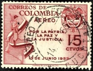 COLOMBIA #C255, USED AIRMAIL - 1954 - COLOMBIA202