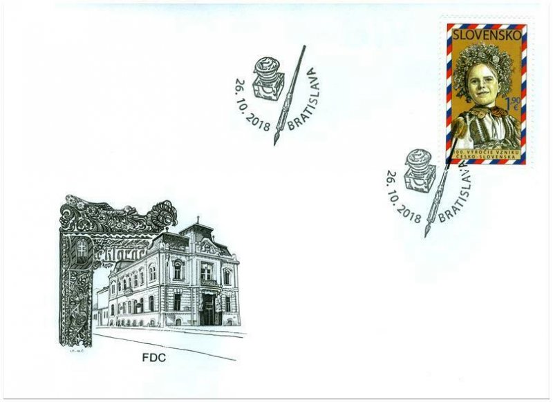 SLOVAKIA/2018, (FDC) The 100th Anniv. of the Establish. of Czecho-Slovakia., MNH 