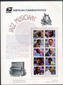 USPS 1995 COMMEMORATIVE PANEL 2984-2993 JAZZ MUSICIANS NO.465