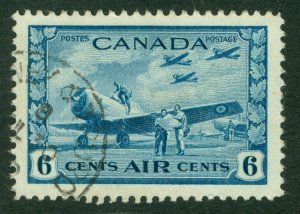 SG 399 Canada 1942-48. 6c blue. Very fine used CAT £14