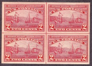 US 373 2c Hudson-Fulton Mint Centerline Block of 4 XF OG NH SCV $360