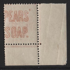 GB 1887 ½d orange sg197 PEARS' SOAP underprint in Orange, fine copy example, s