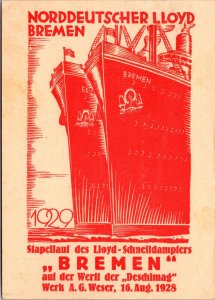 1928 Aschersleben Germany NDL Bremen Catapult Flight Postcard Cover