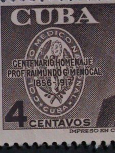 ​CUBA-1956 SC#561 CENTENARY BIRTH-PROF.RAIMUNDO G. MENOCAL-PHYSICIAN .MINT VF