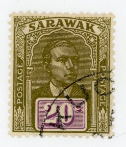 Sarawak 1926 Sir Charles Brooke 20¢ Olive & Violet Wmk Sc # 89 VFU Z452 ⭐⭐⭐