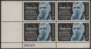 SC#1270 5¢ Robert Fulton Issue Plate Block: LL #28145 (1965) MNH