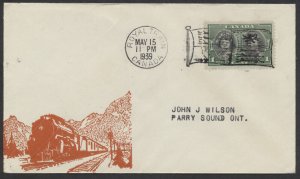 1939 #246 1c Royal Visit FDC Unusual Red Train Cachet Royal Train Flag