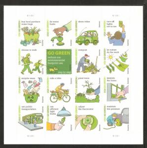 #4524 Go Green Full Sheet Mint NH