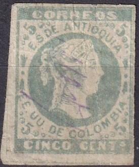 Colombia Antioquia #32b F-VF Used  CV $13.00 (A19772)