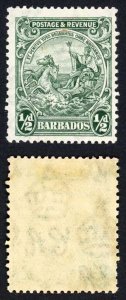 Barbados SG230a 1925 1/2d Green Perf 13 x 12 M/M Cat 14 pounds