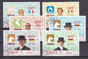 Ajman, Mi cat. 448-453 A. Mexico Summer Olympics issue. Canceled. ^