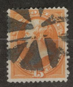 USA Scott 152 Used 1873 15c  Bright Orange stamp 