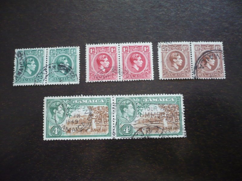 Stamps - Jamaica - Scott# 116-118,122 - Used Part Set of Horizontal Pairs