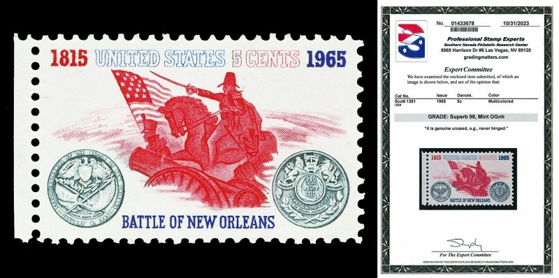 Scott 1261 1965 5c New Orleans Issue Mint Graded Superb 98 NH with PSE CERT