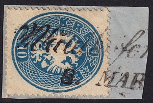 Austria - 1863 - Scott #20 - used on piece - Waidhofen script pmk