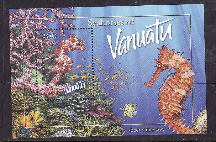 Vanuatu-Sc#840a-Unused NH sheet-Marine Life-Sea Horses-2003-