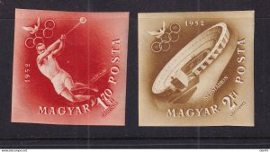 Hungary 1952 Mi 1251-2 MH Imperf Airmail Olympics 16060