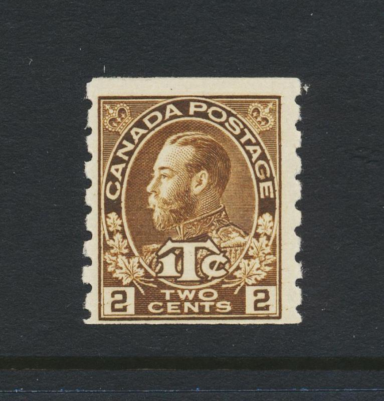 CANADA 1916, 2c BROWN COIL, WAR TAX DIE 1, VF LH Sc#MR7a SG#241 (SEE BELOW