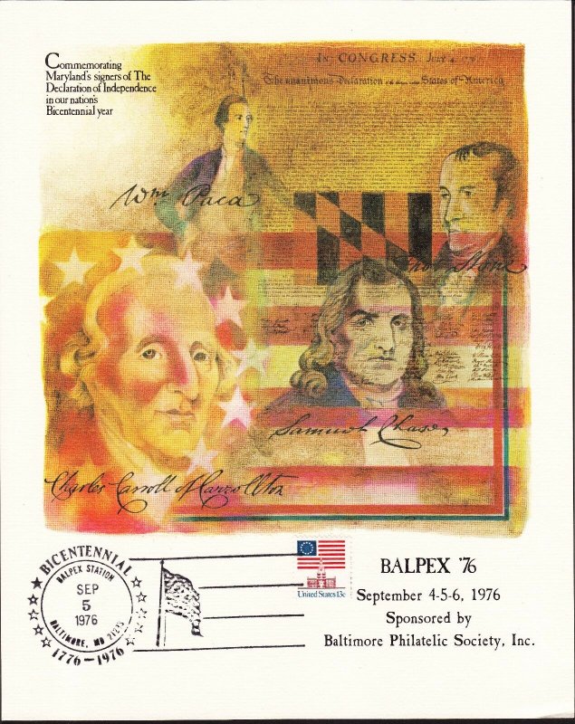 US 1976 BalPex Baltimore Philatelic Society Souvenir Card SCARCE