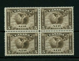 C2 BLOCK of 4, airmail 5c, VF MH Cat $280 Canada mint 