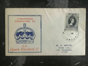 1953 Gilbert Ellice Coronation to England QE2 first day cover Queen Elizabeth II