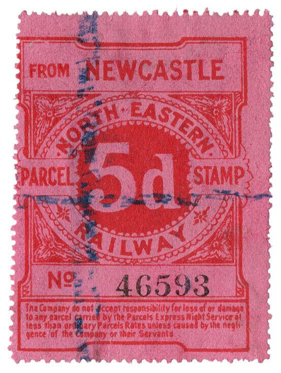 (I.B) North Eastern Railway : Parcel Stamp 5d (Newcastle)