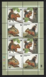 Armenia WWF Squirrel Sheetlet of 2 sets 2001 MNH SC#632 a-d SG#484-487