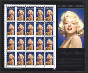 U.S. Sc. #2967 Marilyn Monroe sheet (clipped top right corner) MNH L155