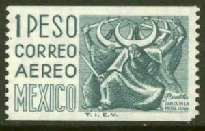 MEXICO C349 $1P 1950 Def 6th Issue Fluorescent unglazed COIL MINT, NH, VF.