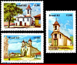 1806-08 BRAZIL 1982 BAROQUE ARCHITECTURE, TOURISM, CHURCHES, MI# 1906-08 SET MNH