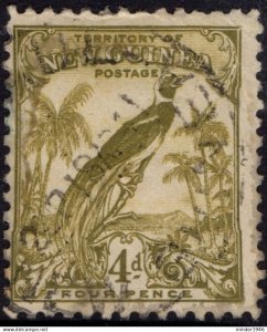 NEW GUINEA 1932 4d Olive-Green Bird of Paradise SG181 Used