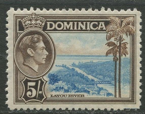 DOMINICA -Scott 109 - KGVI Definitive -1938 - MVLH - Single 5/- Stamp