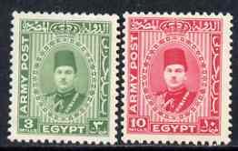 Egypt 1939 Farouk Army Post set of 2 mounted mint SG A14-15