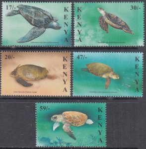 KENYA Sc # 740-4 CPL MNH SET of 5 - VARIOUS TURTLES